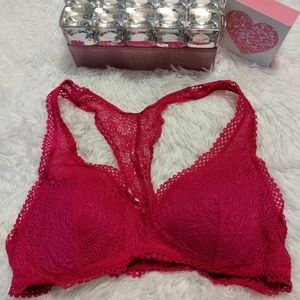 Victoria's Secret Fuschia Lace Racer-back Padded Bralette Medium